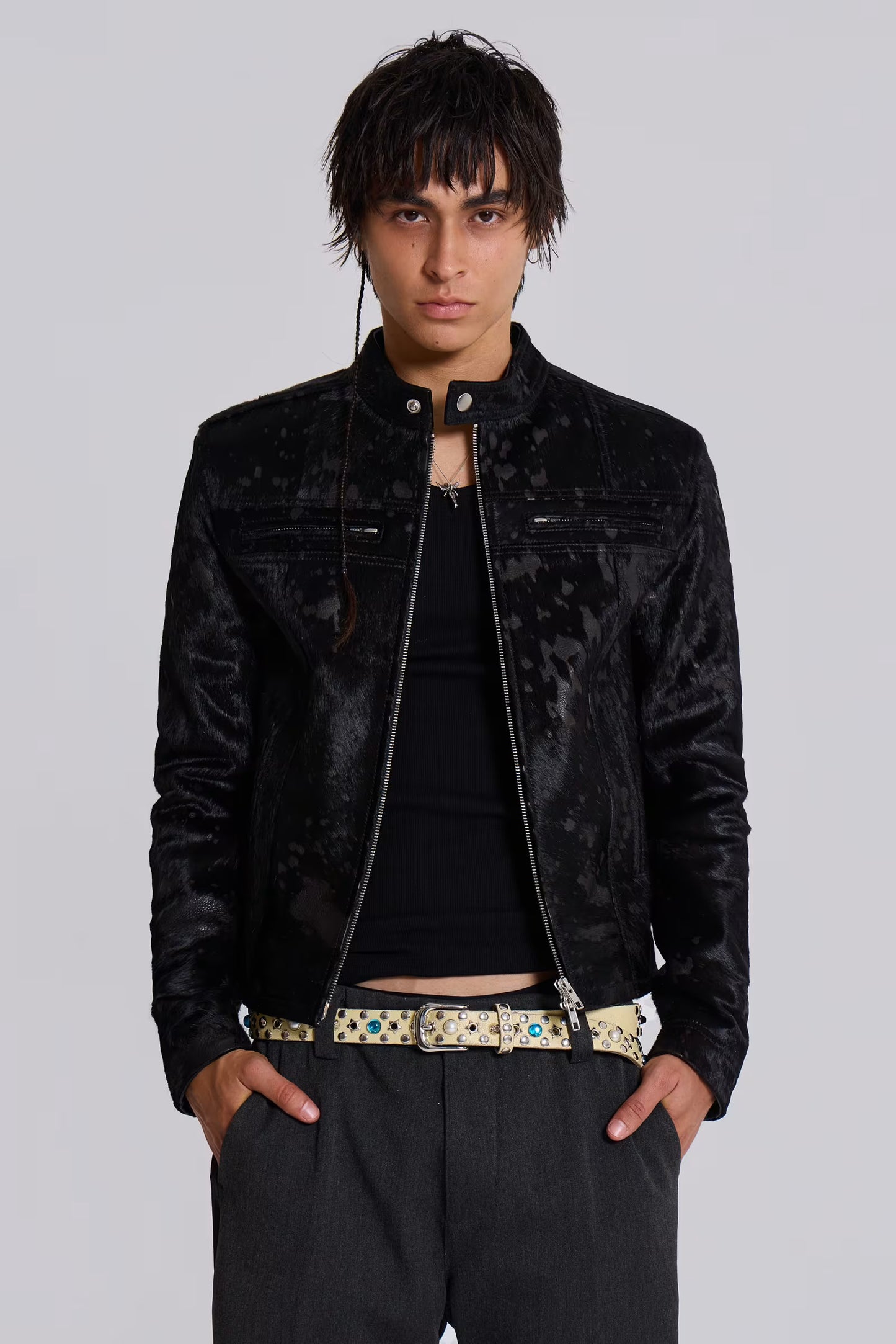 Jaded London Black Real Leather Piston Jacket