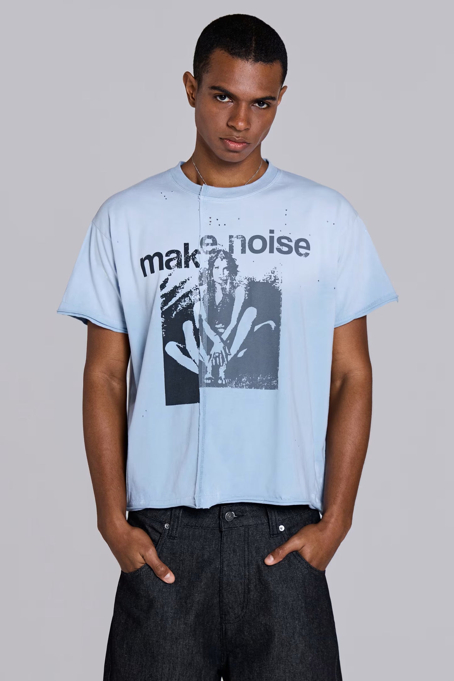 Jaded London Make Noise Spliced Cropped T-Shirt