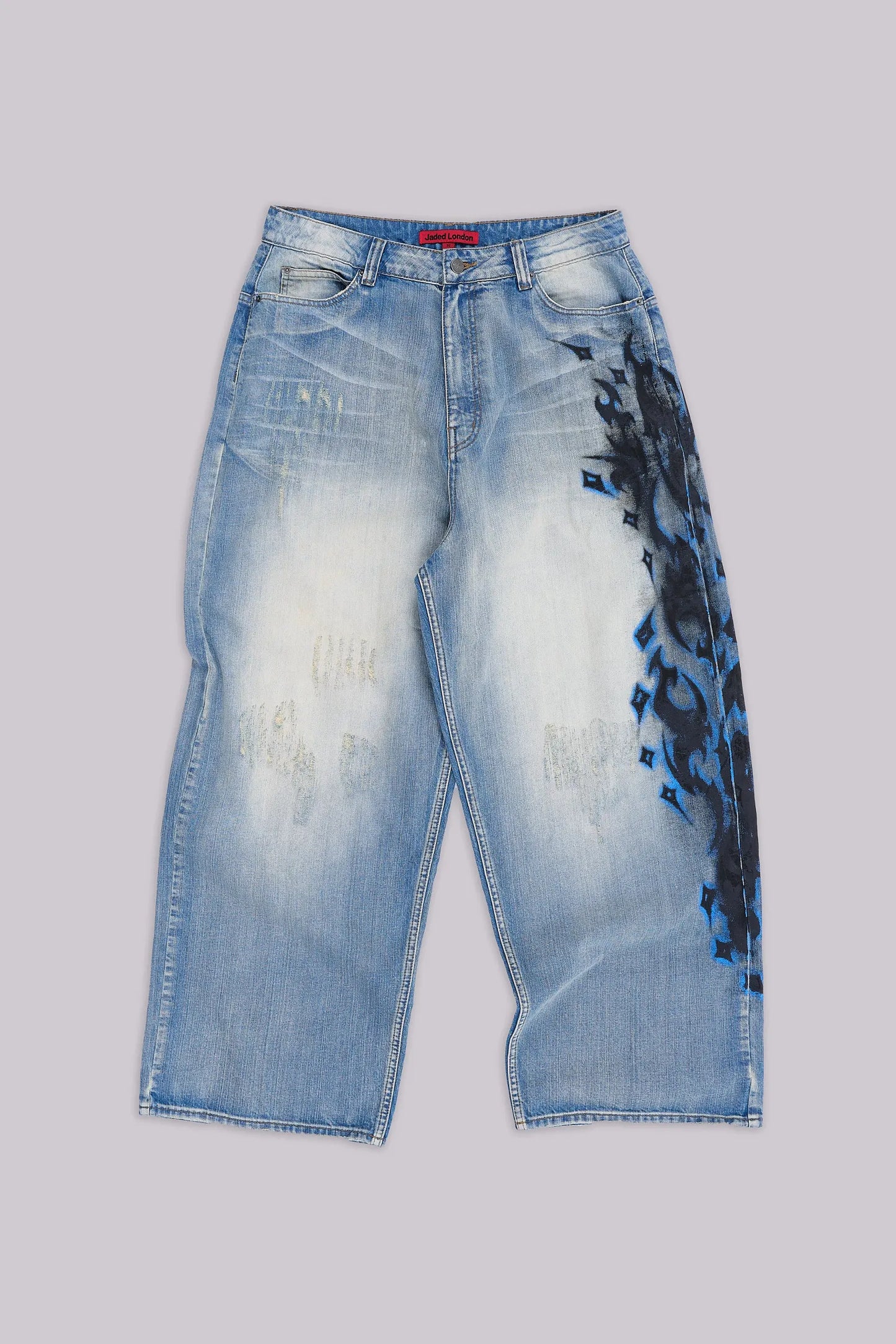 Jaded London Light Wash Spike Airbrush XL Colossus Jeans