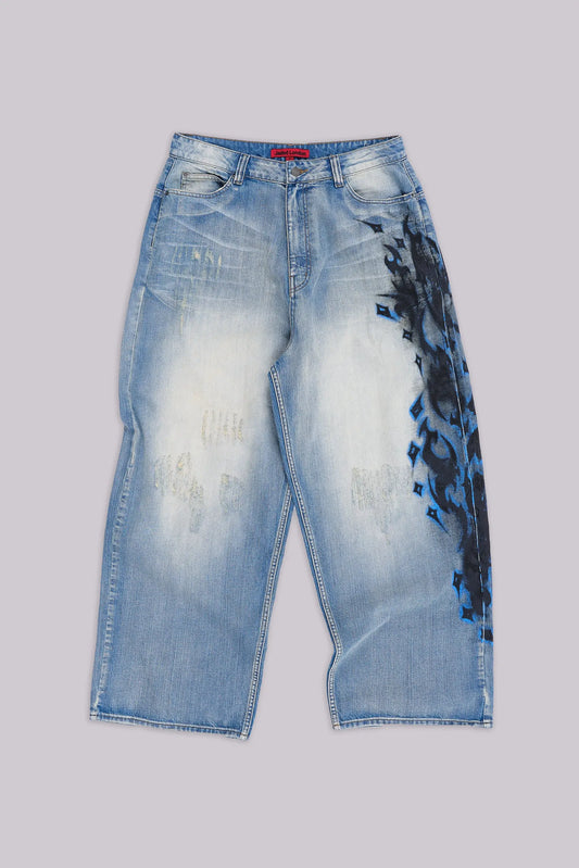 Jaded London Light Wash Spike Airbrush XL Colossus Jeans
