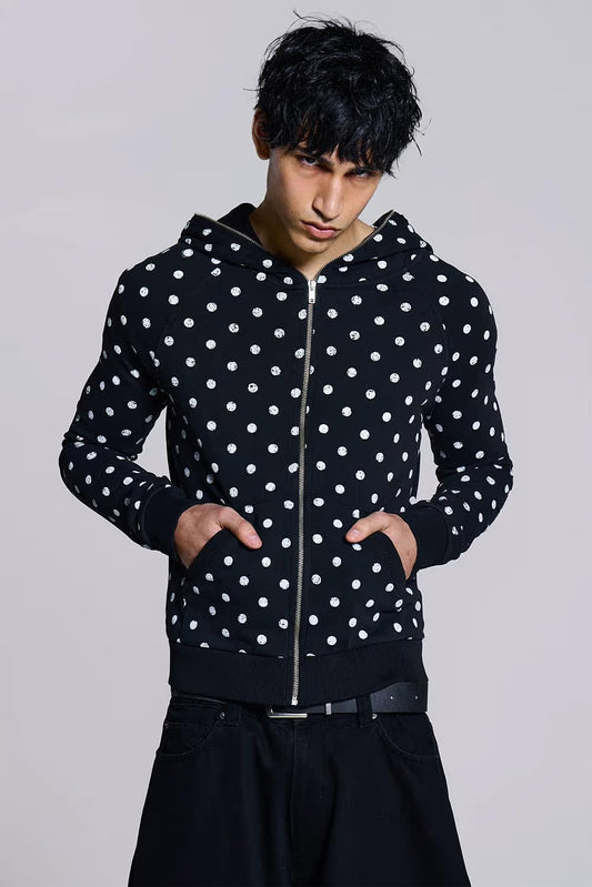 Jaded London Mono Black Polkadot Hoodie