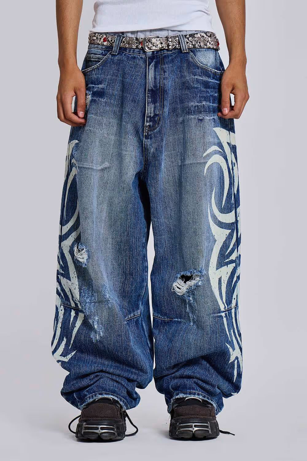 Jaded London Light Wash Slub XL Colossus Jeans | Viral Fit