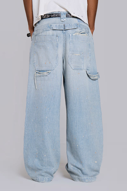 Jaded London Pinstripe Double Knee Carpenter Jeans