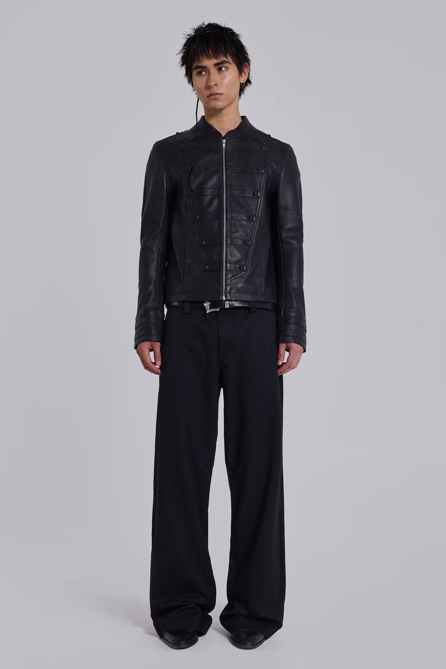 Jaded London Leather Military Jacket