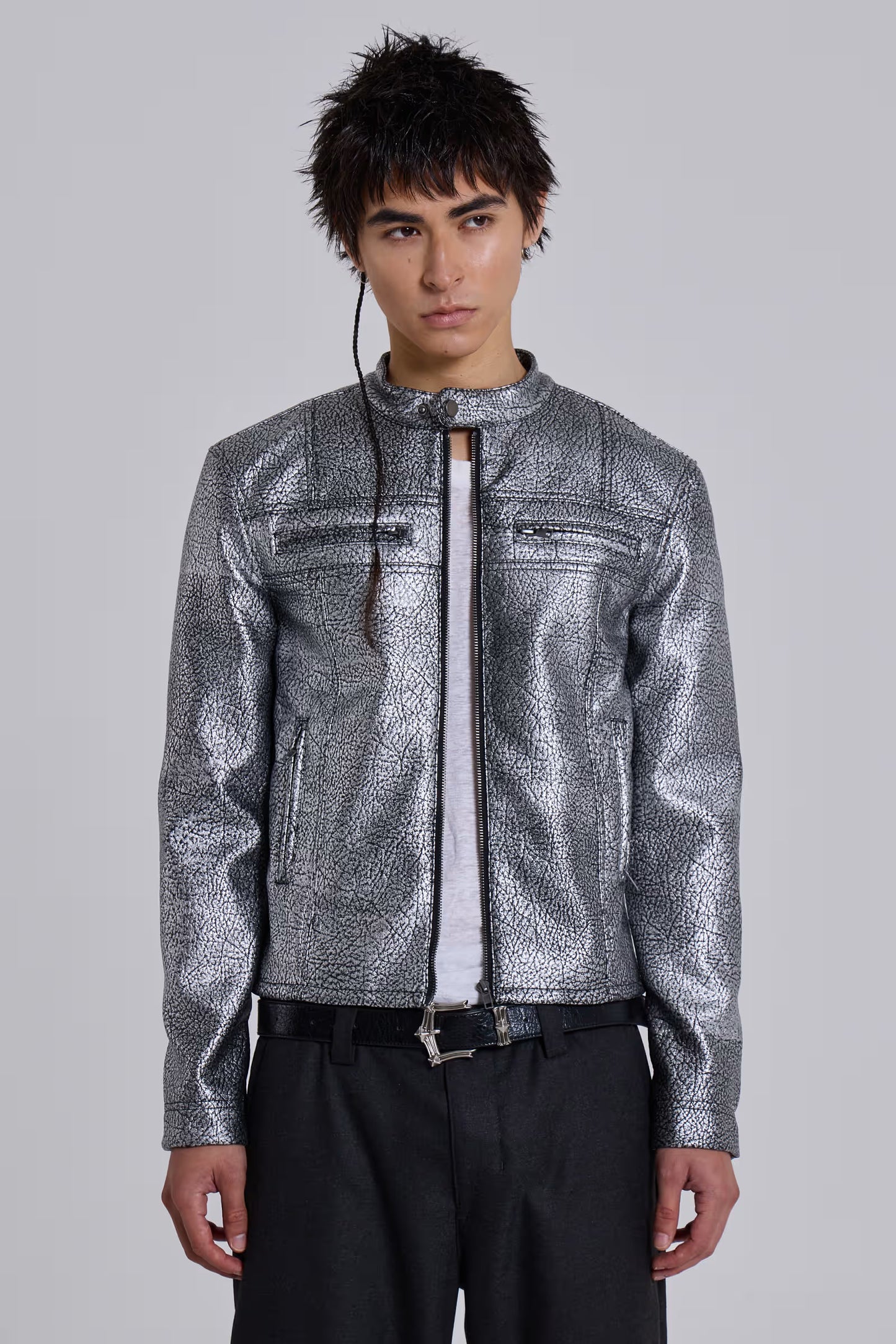 Jaded London Silver Coated Piston Jacket