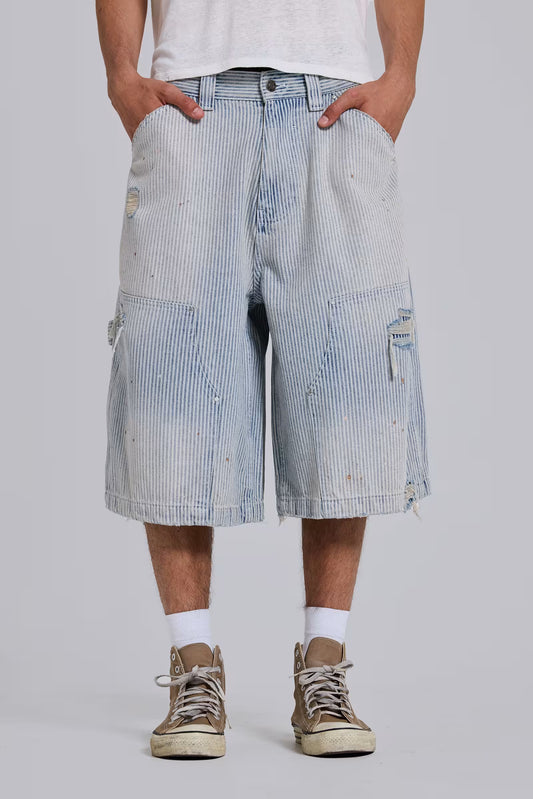 Jaded London Pinstripe Double Knee Carpenter Jorts