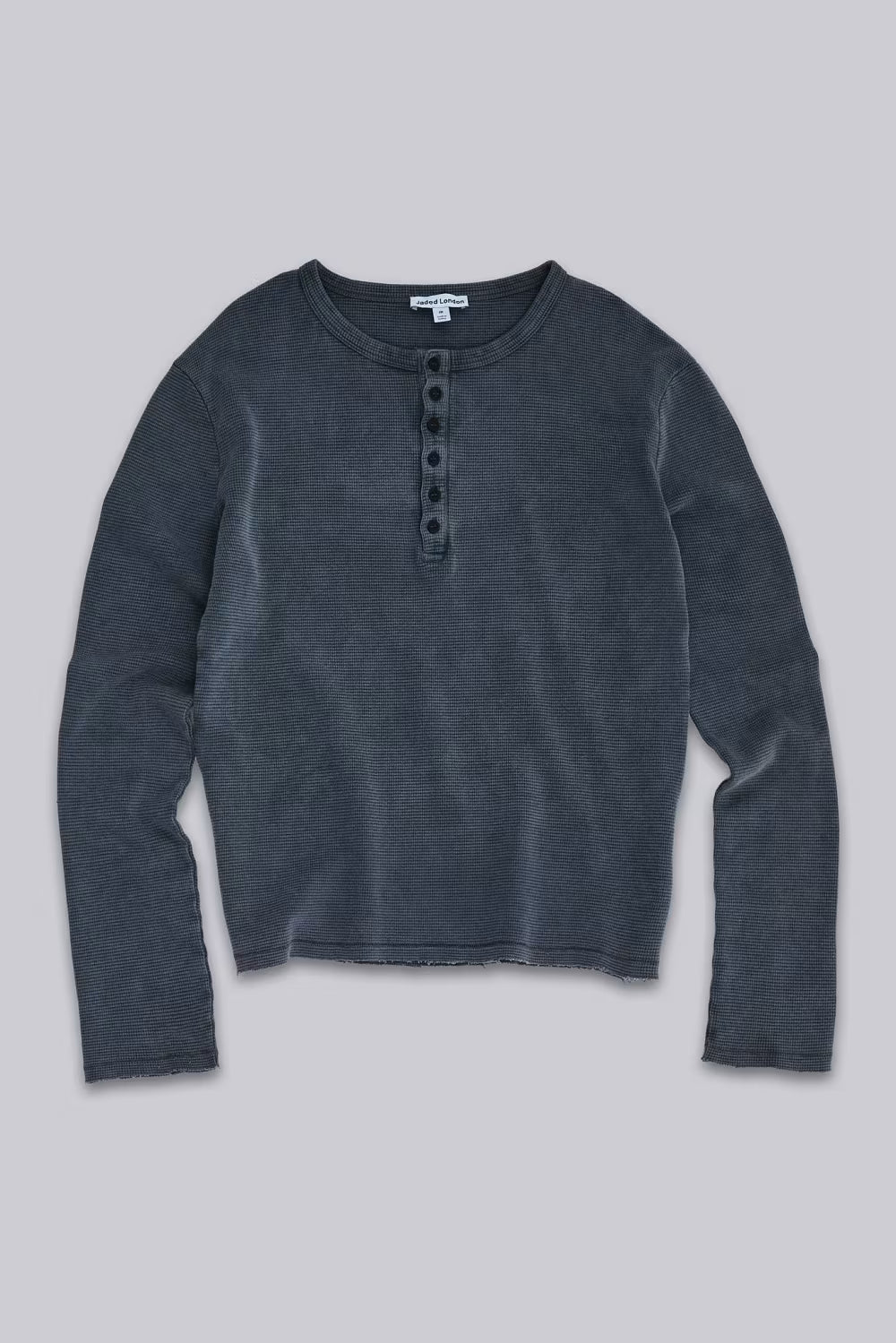 Jaded London Charcoal Waffle Henley Top