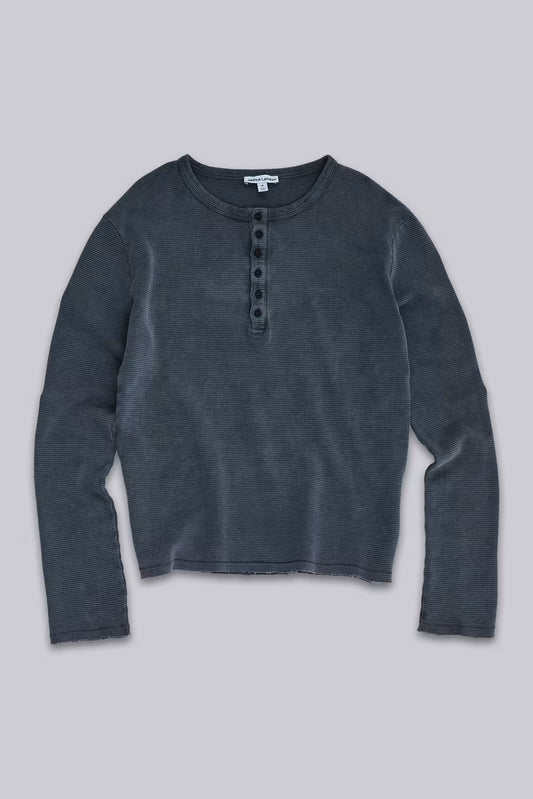 Jaded London Charcoal Waffle Henley Top