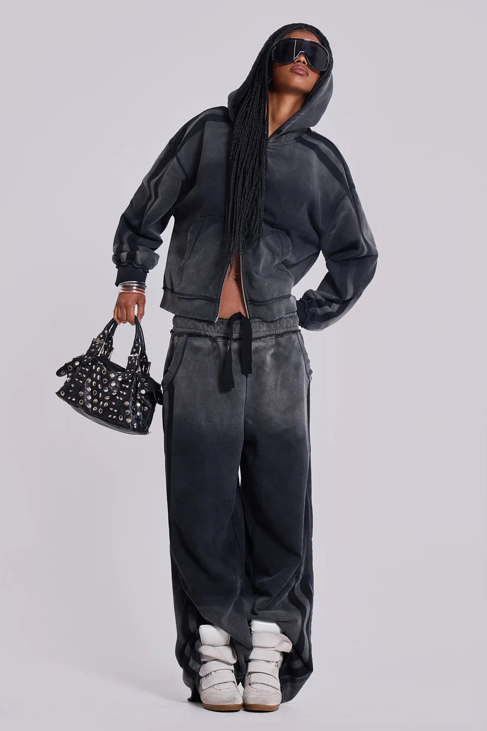 Jaded London Grey Sporty Baggy Monster Hoodie