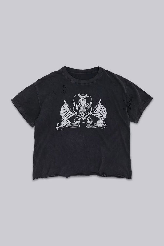 Jaded London Rock Revival Distressed National Cropped T-Shirt