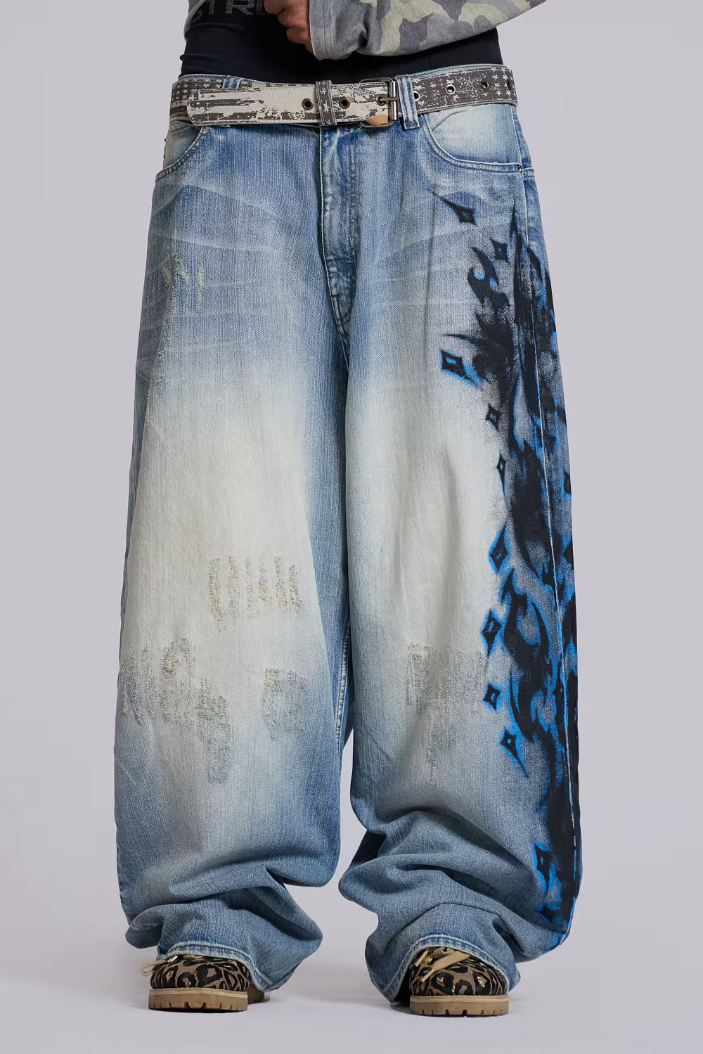 Jaded London Light Wash Spike Airbrush XL Colossus Jeans