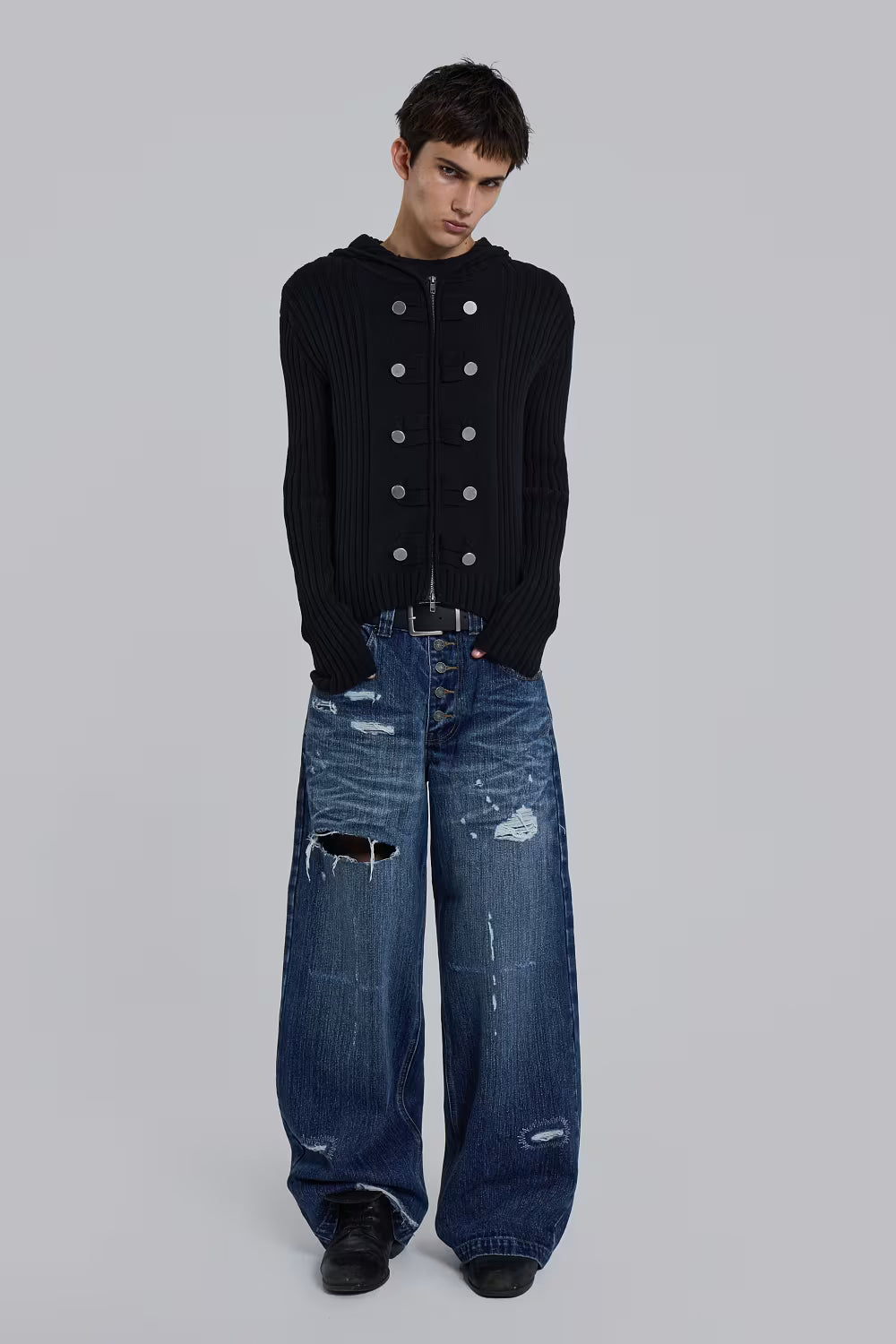 Jaded London Hooded Military Knit Jumper