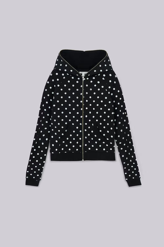 Jaded London Mono Black Polkadot Hoodie