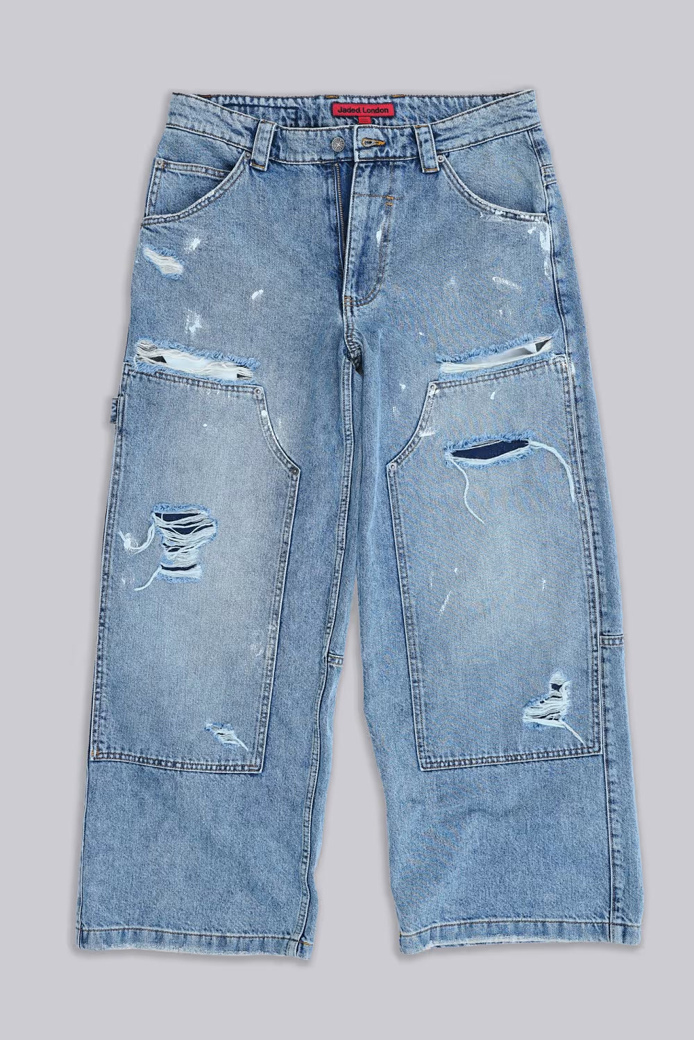 Jaded London Blue Vintage Distressed Carpenter Jeans