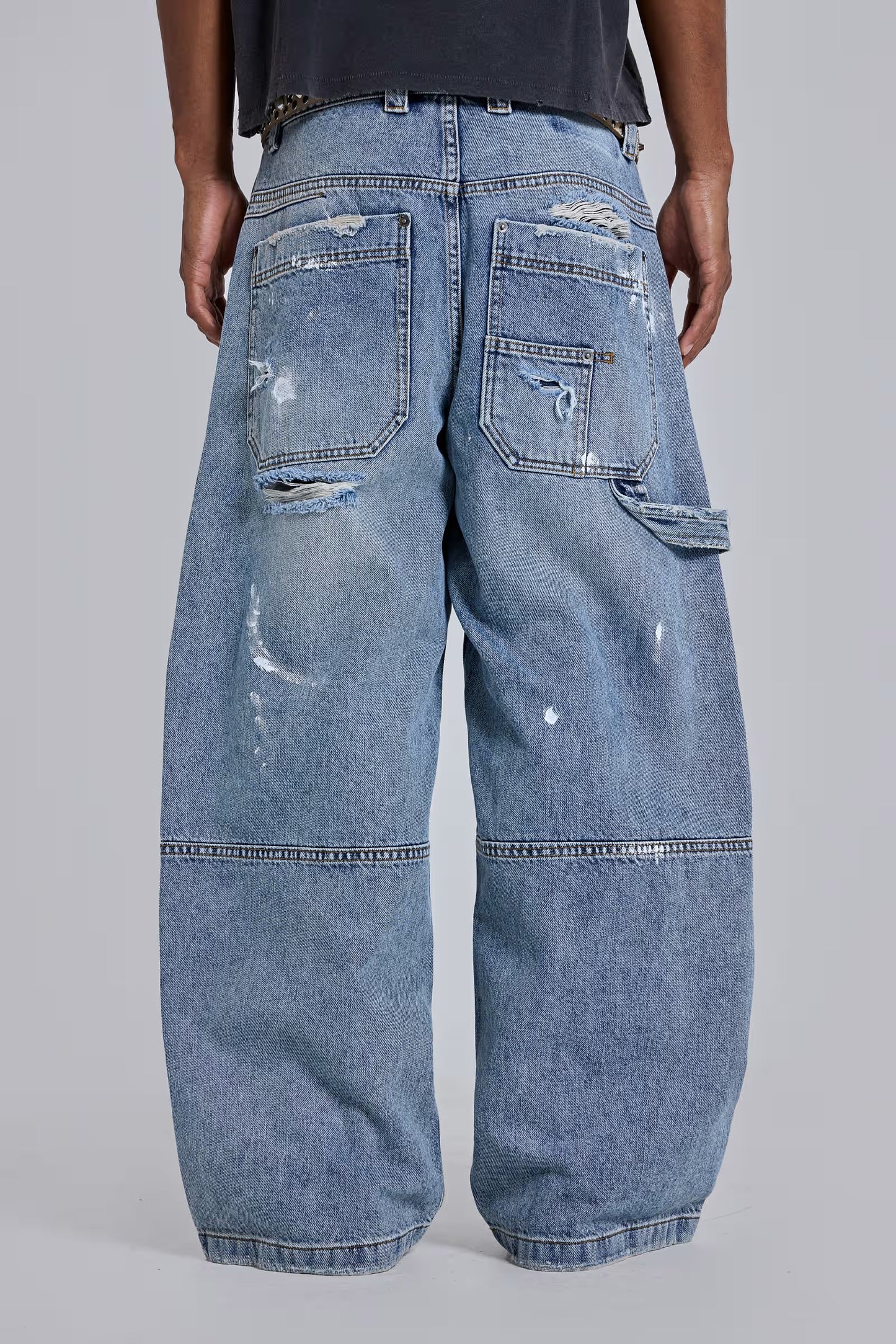 Jaded London Blue Vintage Distressed Carpenter Jeans