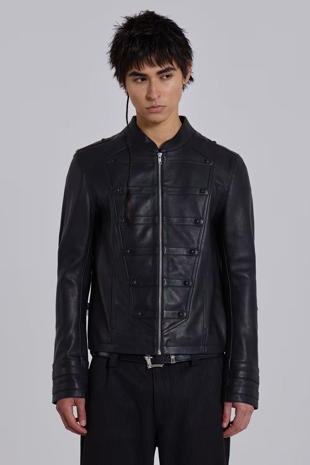 Jaded London Leather Military Jacket