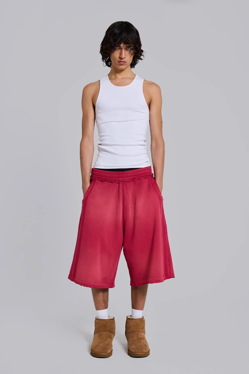 Jaded London Red Sport Stripe Monster Jogger Shorts
