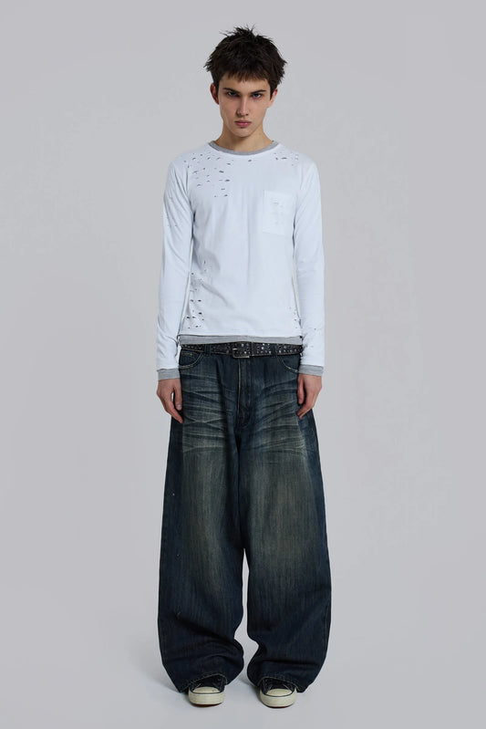 Jaded London Distressed Double-Layered Waffle Jaded London Top