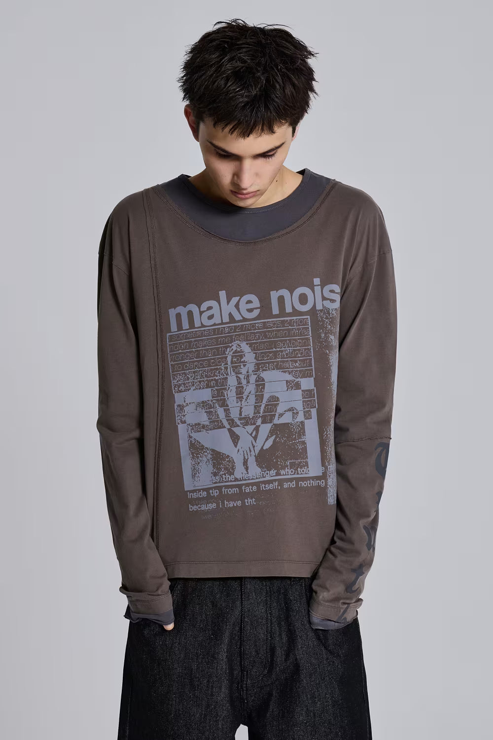 Jaded London Noise Double Layer Long Sleeve Top