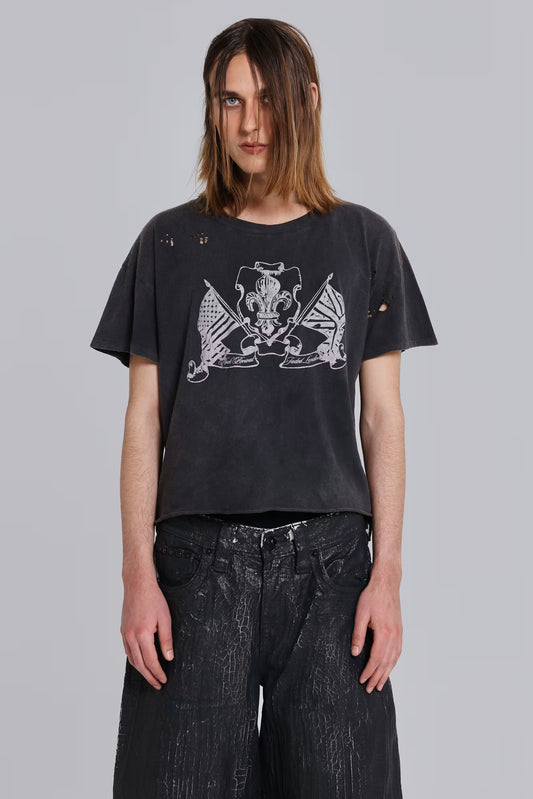 Jaded London Rock Revival Distressed National Cropped T-Shirt