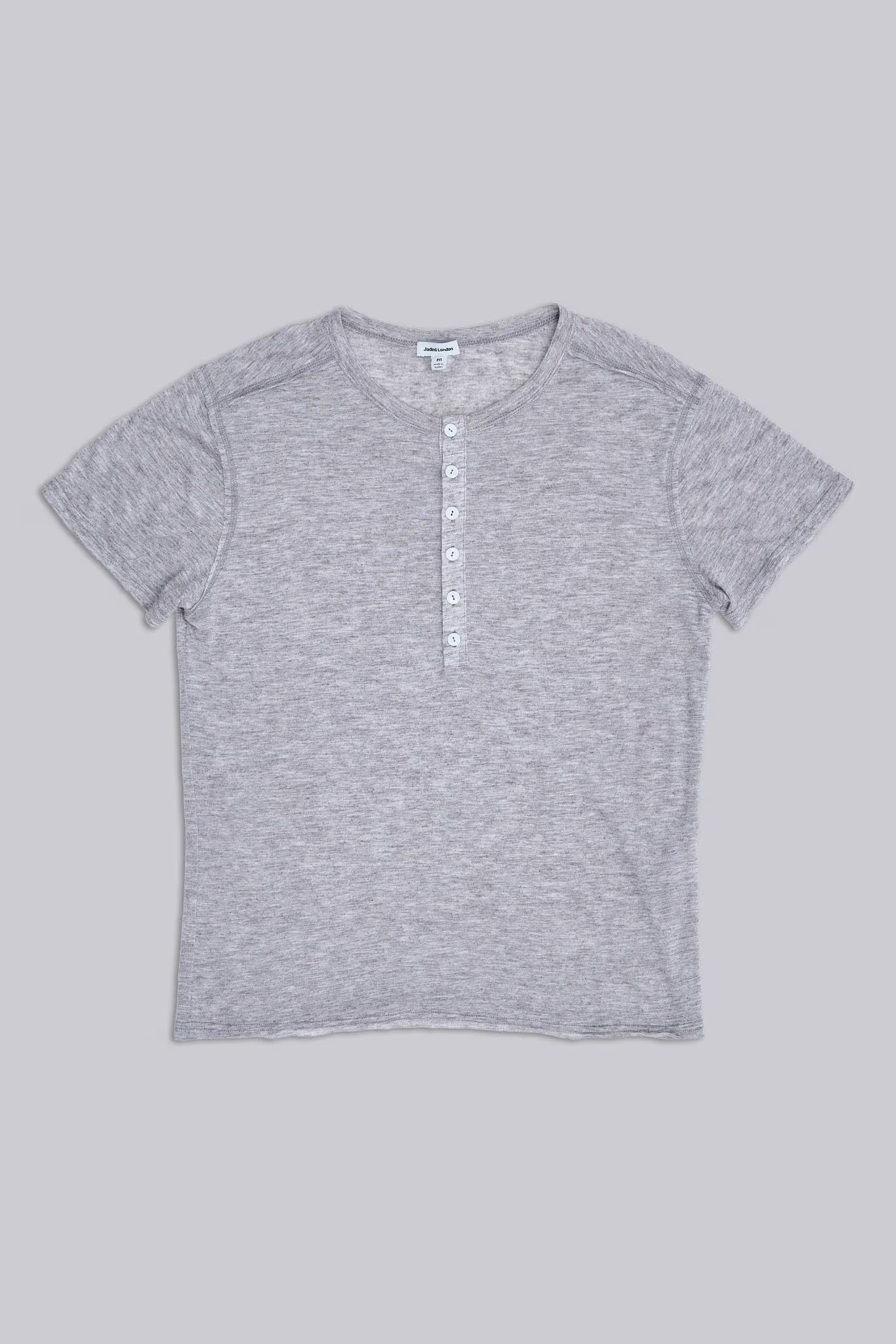 Jaded London Grey Marl Haze Henley T-Shirt