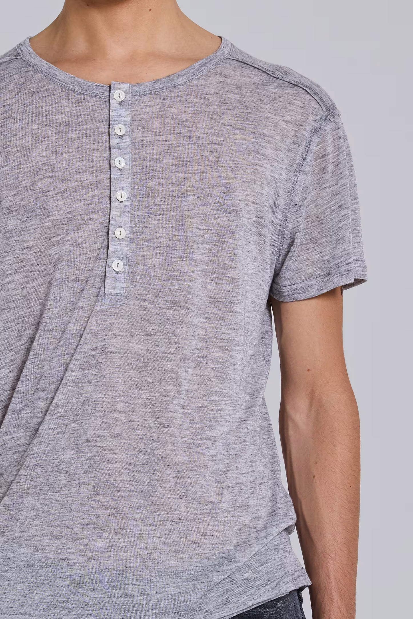 Jaded London Grey Marl Haze Henley T-Shirt